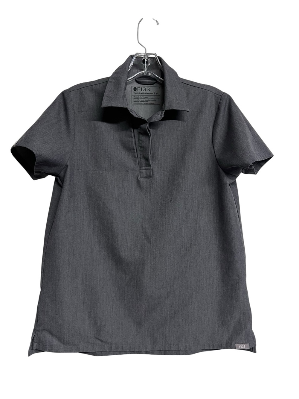FIGS Nala Technical Collection Charcoal Short-Sleeve Polo Scrub Top XS